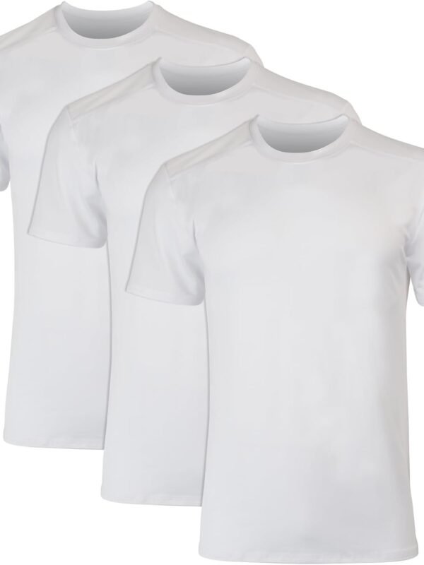 Men  Breathable Mesh Back T-Shirt,  Moisture-Wicking Tee, White or Black/Grey, 3-Pack