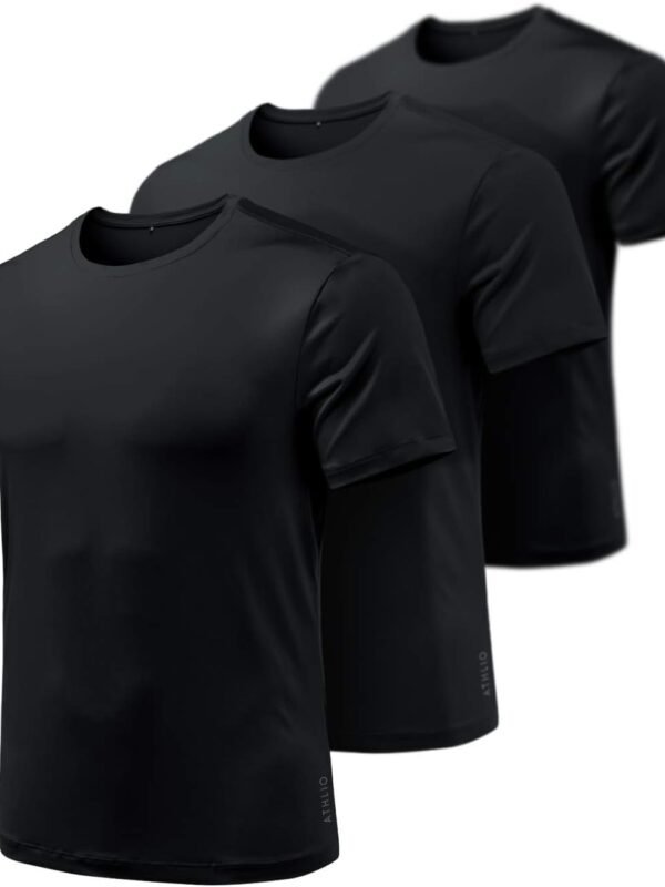 Men Workout Running Shirts, Sun Protection Quick Dry Athletic Shirts, Short Sleeve Gym T-Shirts