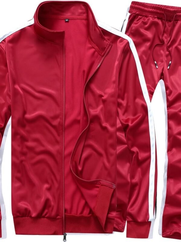 Men Activewear Full Zip Warm Tracksuit Sports Set Casual Sweat Suit
