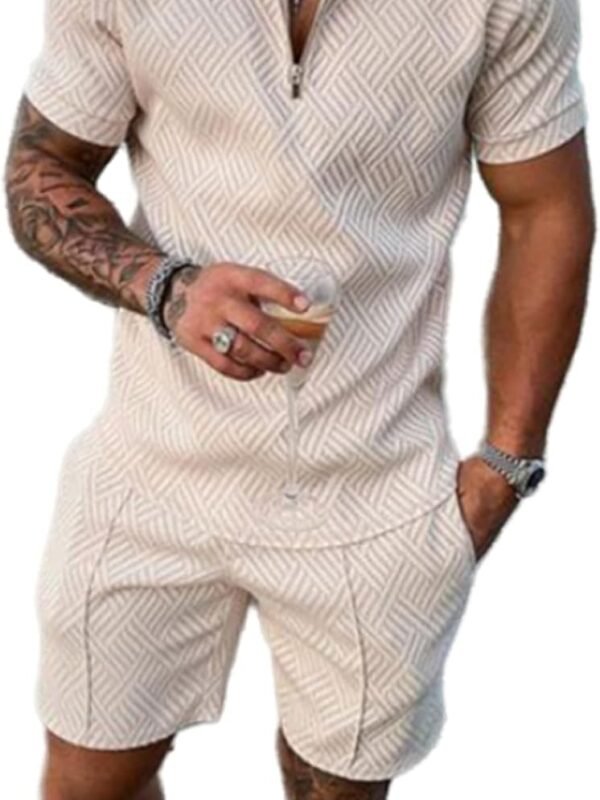 Men Short Sets Outfits 2 Piece Summer Tracksuit Short Sleeve Polo Shirt and Shorts Set Casual Sport Suit