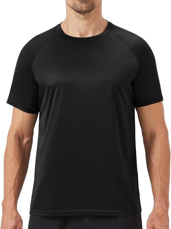 Workout Men Shirts - Casual Black Quick Dry Moisture Wicking T-Shirts Crew Neck Short Sleeve for Gym Athletic Running
