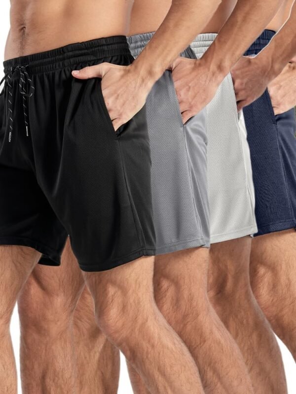 Men 5" Inseam Mesh Workout Shorts 5-Pack – Lightweight, Breathable Athletic Shorts for Gym, Sports & Daily Wear