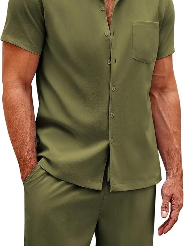 Men Short Sets 2 Piece Summer Beach Outfits Short Sleeve Shirts and Shorts Sets for Men