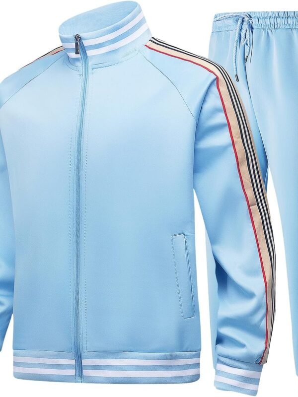 Men Tracksuits 2 Piece Set Full Zip Velour Sweatsuit for Casual Training Outdoor - Available in Blue Khaki and Black