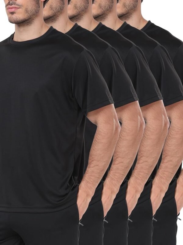 1/5 Pack Workout Shirts for Men Athletic Running Gym Quick Dry Short Sleeve Performance Moisture Wicking T Shirt