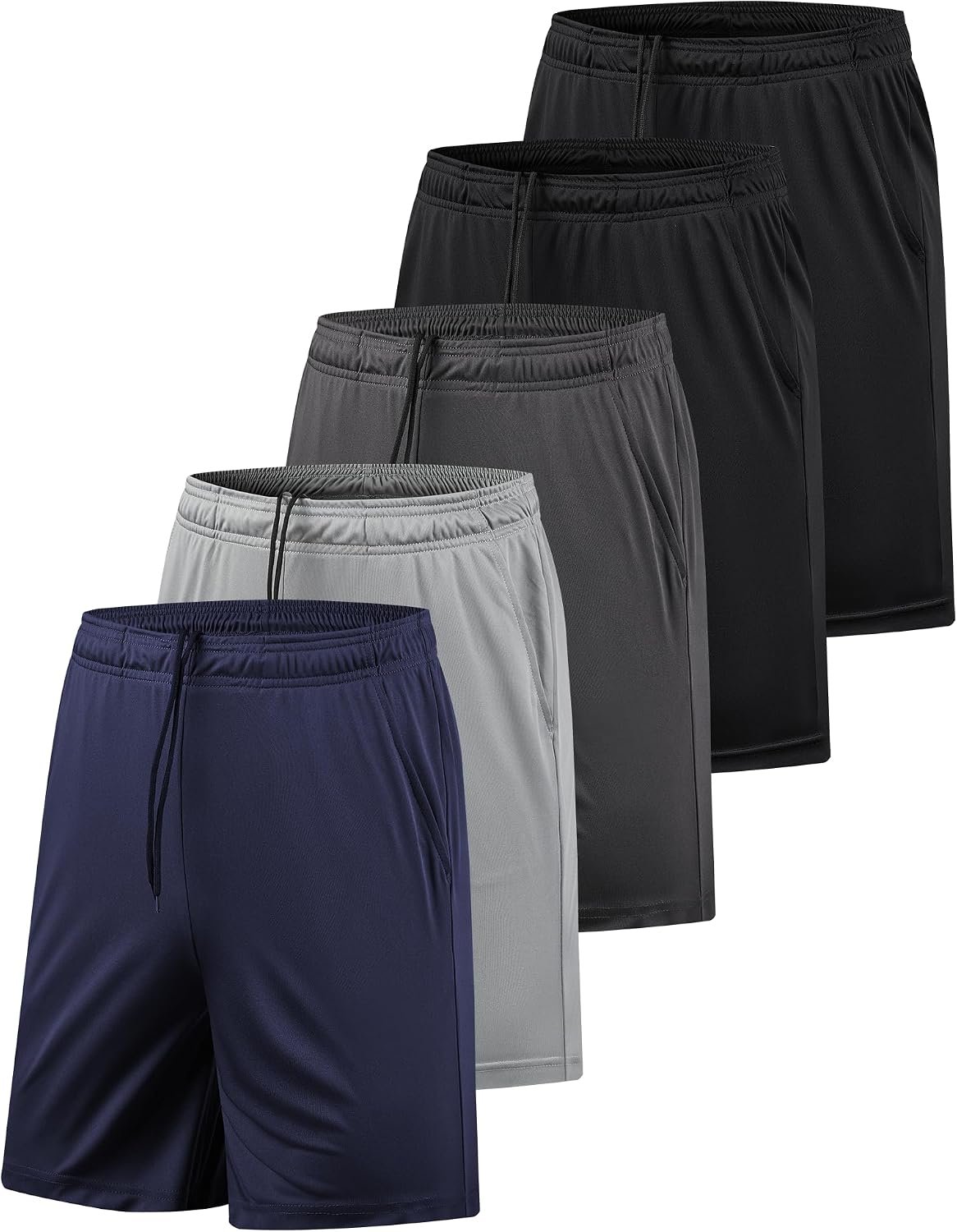 5 Pack Men Athletic Gym Shorts with Pockets Quick Dry Activewear Workout Running Shorts for Men