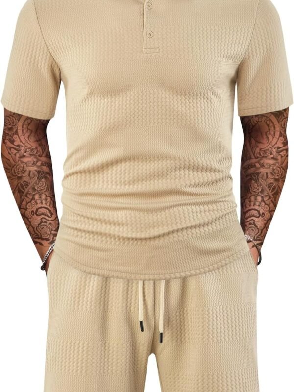 Men 2 Piece Outfits Polo Shirt and Shorts Set Short Sleeve Tracksuits Casual Athletic Jogging Summer Outfits
