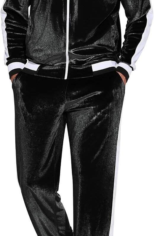 Men Tracksuit 2 Piece Set Velour Velvet Sweatsuit Jogging Suits Full Zip Jacket Pants Outfits