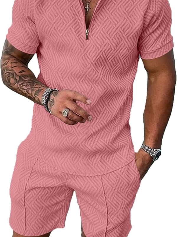 Men‘s Track Suits 2 Piece Summer Short Sets Outfits Fashion Polo Shirt Casual Short Sleeve and Shorts set