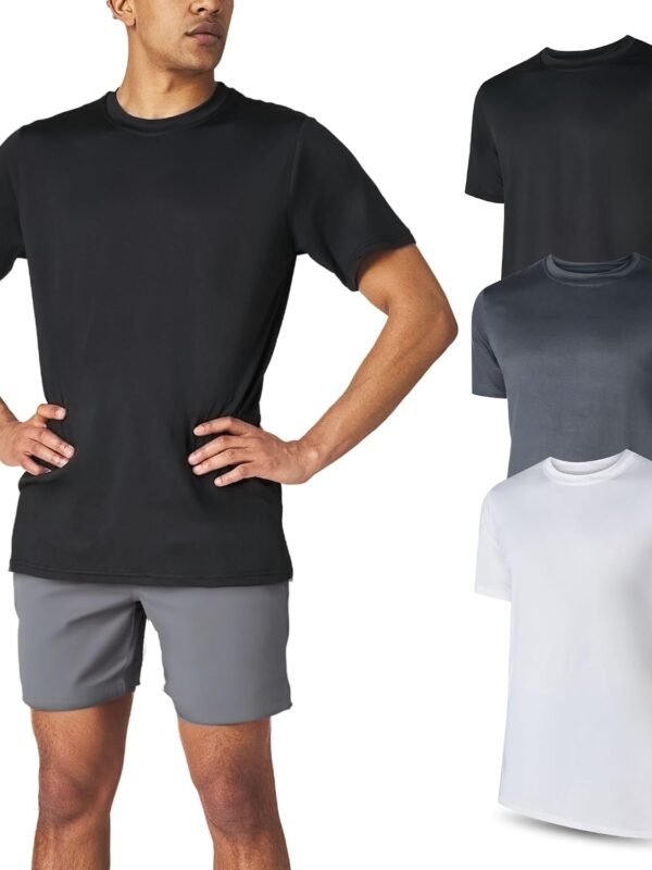 Men Workout Short Sleeve Athletic Gym T-Shirts 3 Pack Men Dry Fit Running Shirt Moisture Wicking Active Crew Tees for Men