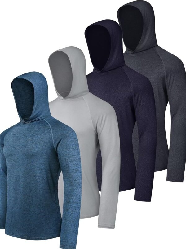 Men Athletic Hoodies Long Sleeve Fishing Shirts for Men UPF 50+ SPF UV Sun Protection Shirts Rash Guards