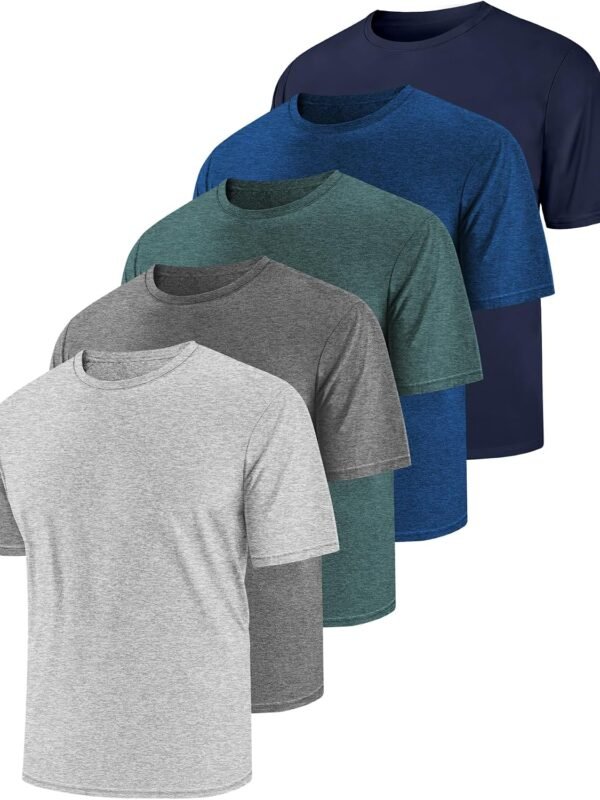 5 Pack T Shirts for Man UPF 50+ Short Sleeve Dry Fit Workout T-Shirts Gym Running Activewear Tee Summer Tops