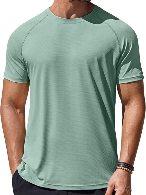 Men Swim Shirt Short Sleeve UPF 50+ Sun Protection Shirt Athletic Quick Dry T Shirts