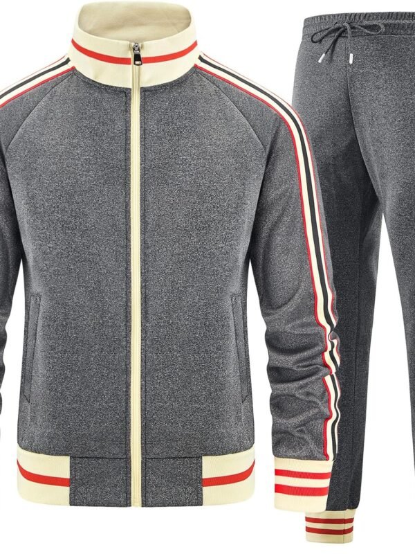 Men Track Suits Sets Long Sleeve Full-zip Sweatsuit Active Jackets and Pants 2 Piece Outfits