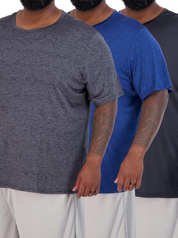 3 Pack: Men Big & Tall Tech Stretch Long-Sleeve & Short-Sleeve Dry-Fit T-Shirt